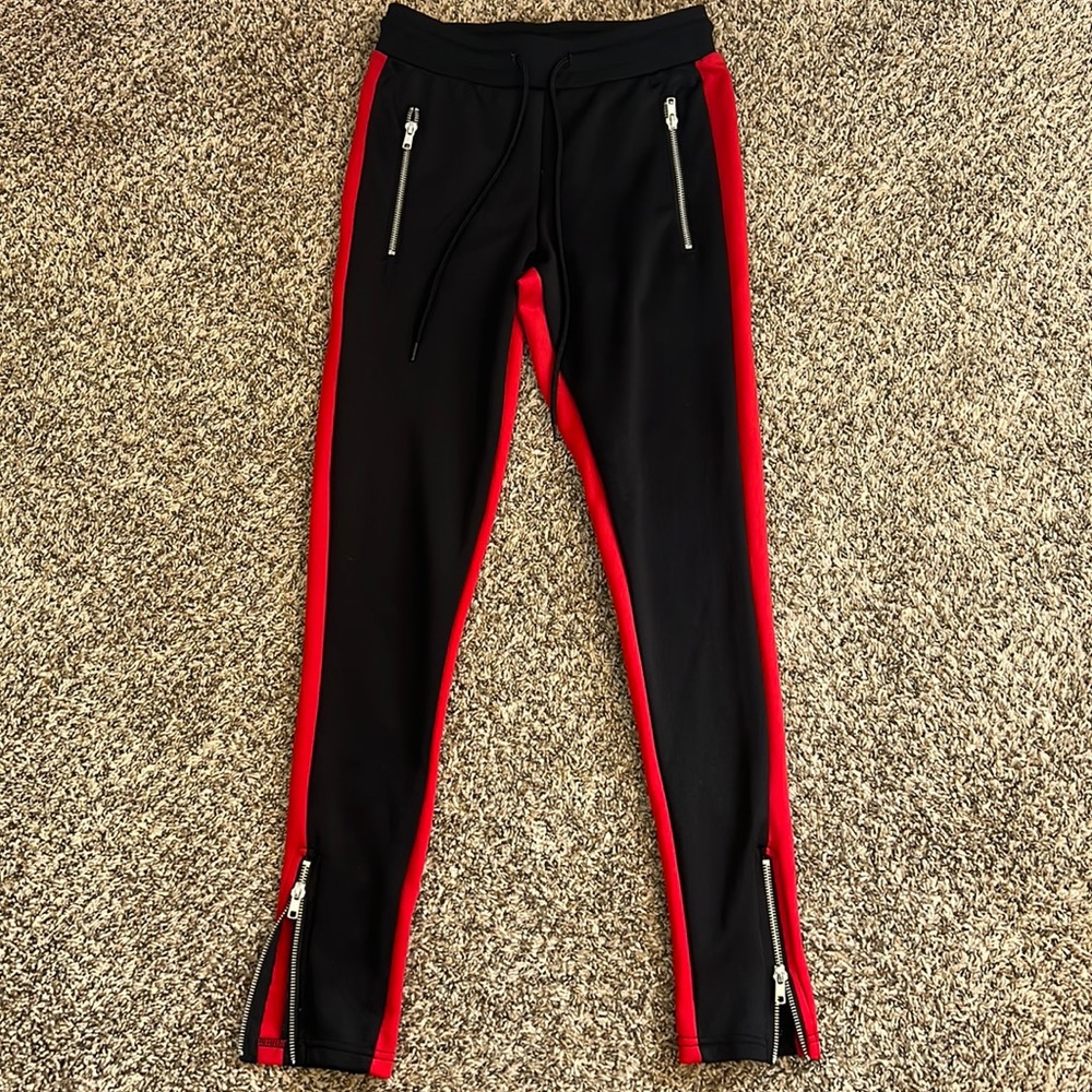 Red & Black Zipper Pants